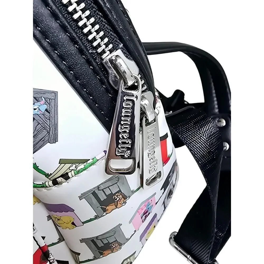 Loungefly Disney Dogs Doghouse Allover Print Mini Backpack Dodger Lady Tramp EUC